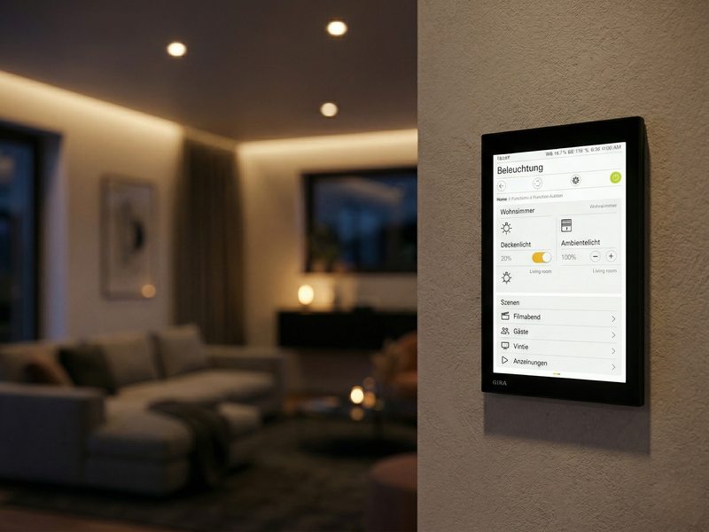 Smart-Home-Steuerung der Beleuchtung, installiert von Bauvia Concept
